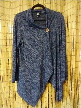 Bobeau One-Button Fleece-Lined Black Wrap Cardigan